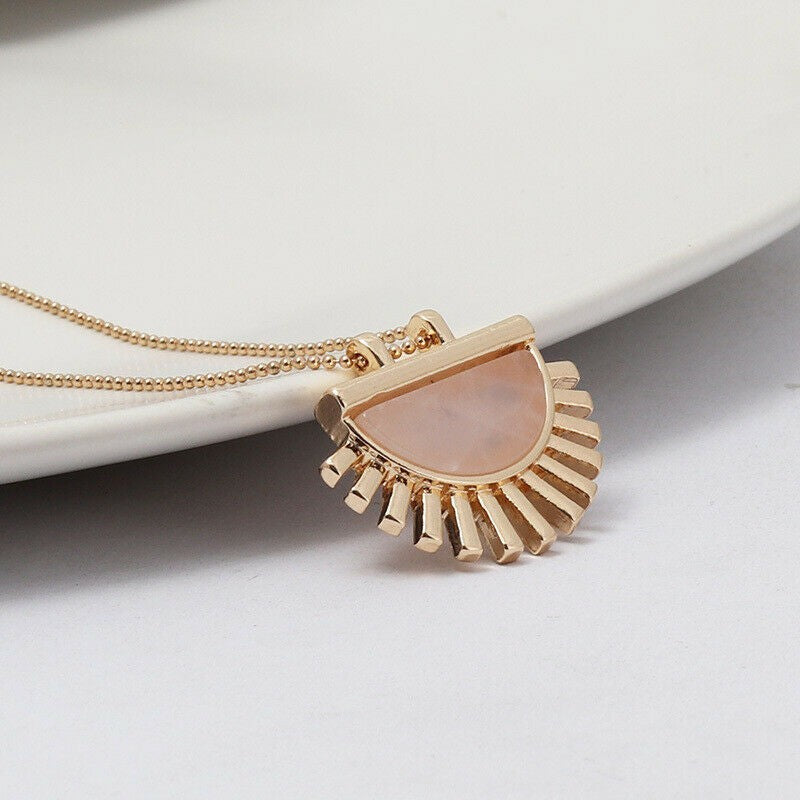 Pink Gold Natural Stone Necklace