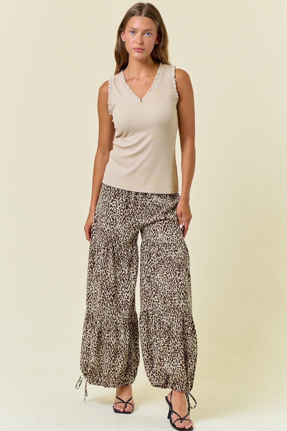 V-neck Frilled Knit Top