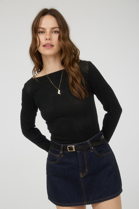 Long Sleeves Crochet Knit Top
