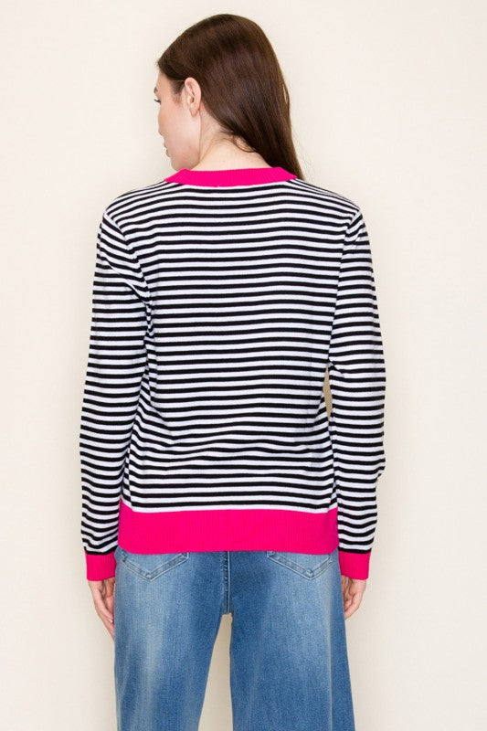 Long Sleeve Striped Knit Top
