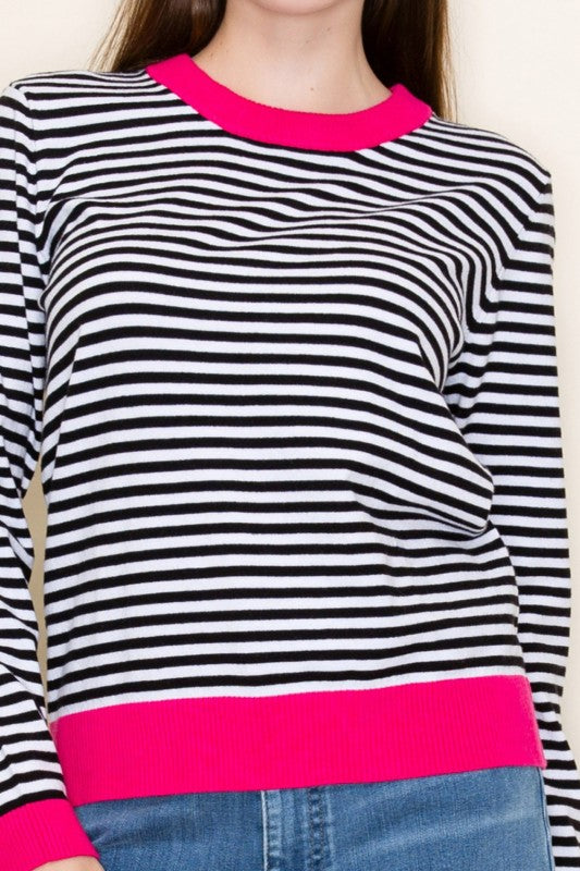 Long Sleeve Striped Knit Top