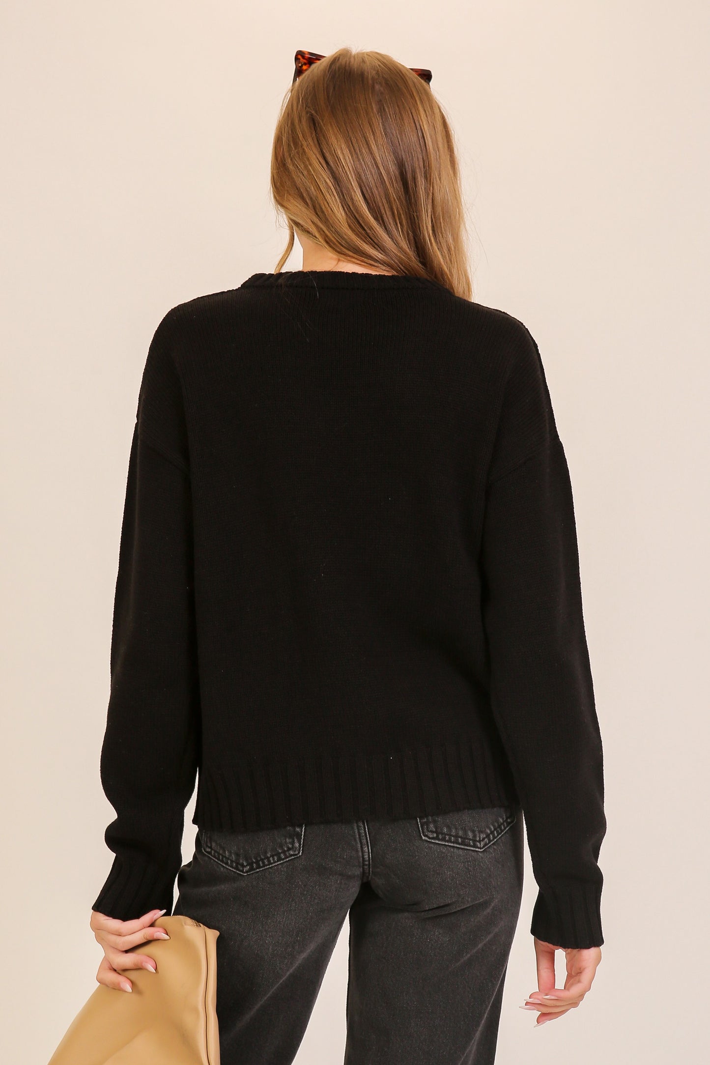 Christmas Cable Knit Bow Detail Sweater