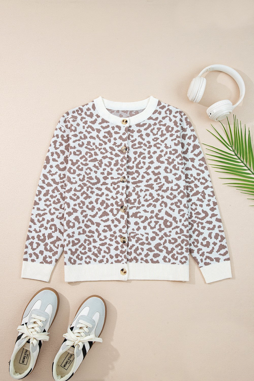 leopard button down sweater