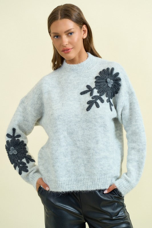 Heather Floral Sweater