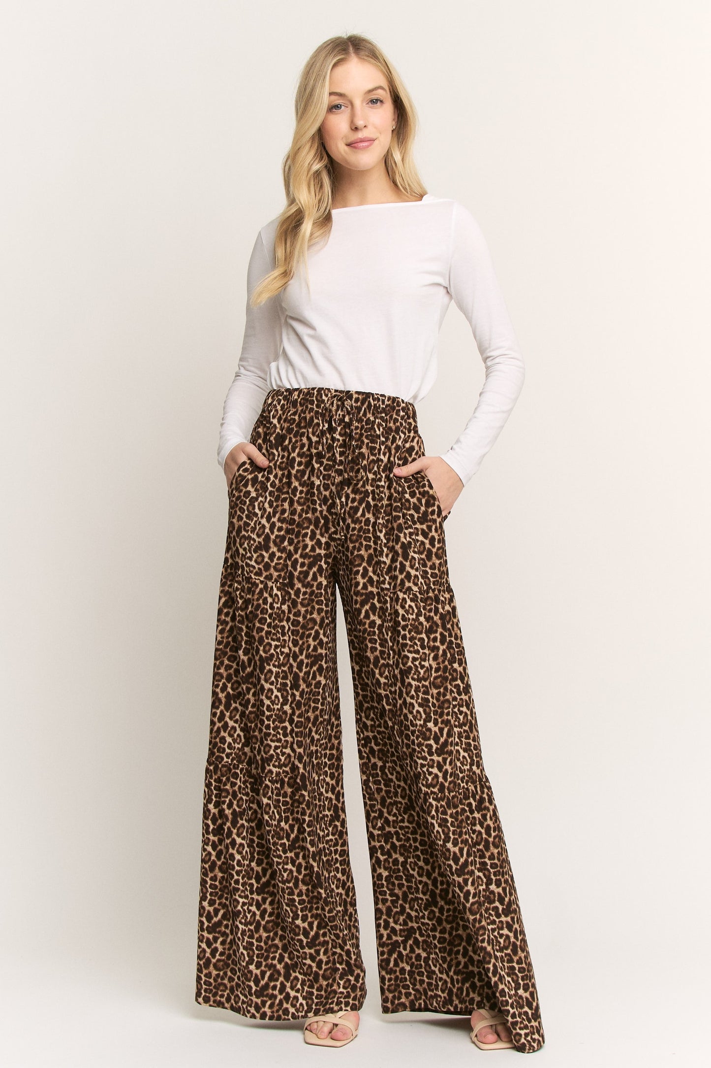 Over Wide Leg Animal Pants