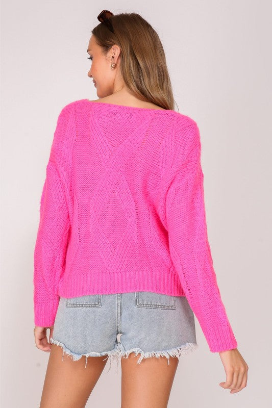 V-neck Twist Sweater