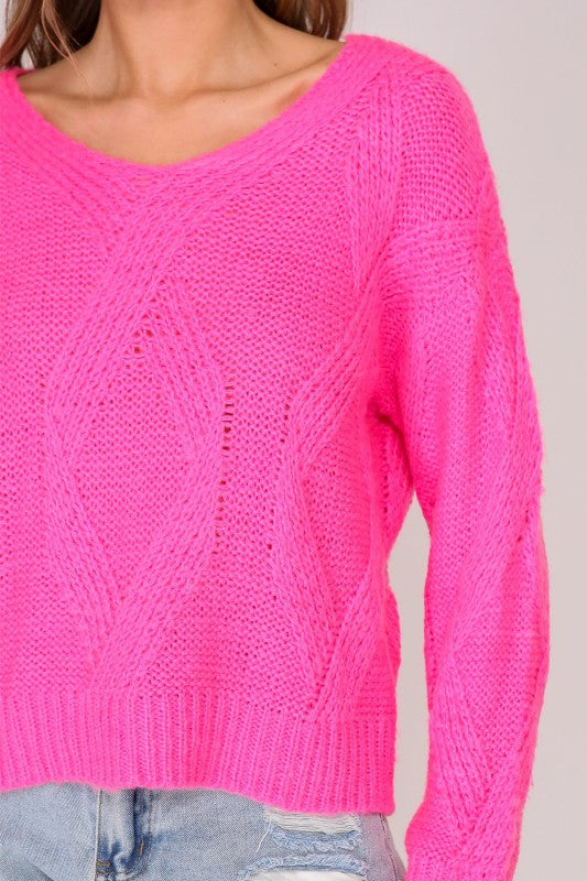 V-neck Twist Sweater