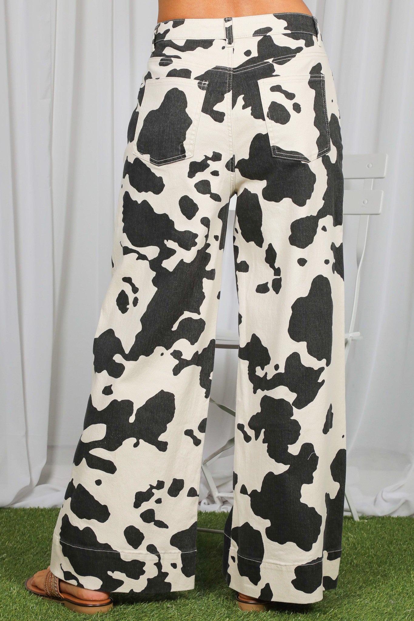 Straight Leg Cow Print Jeans