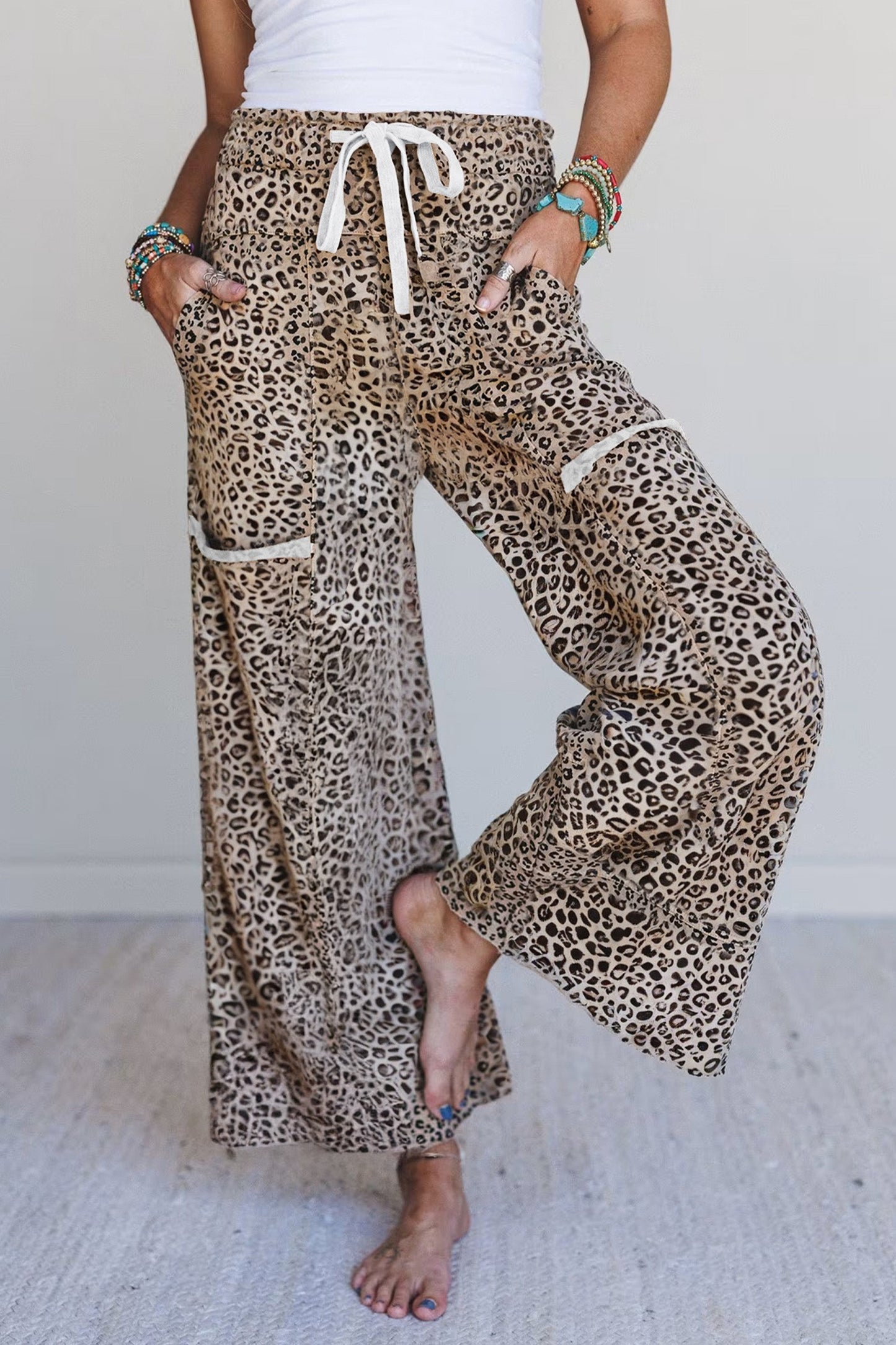 Animal Print Terry Knit Pants