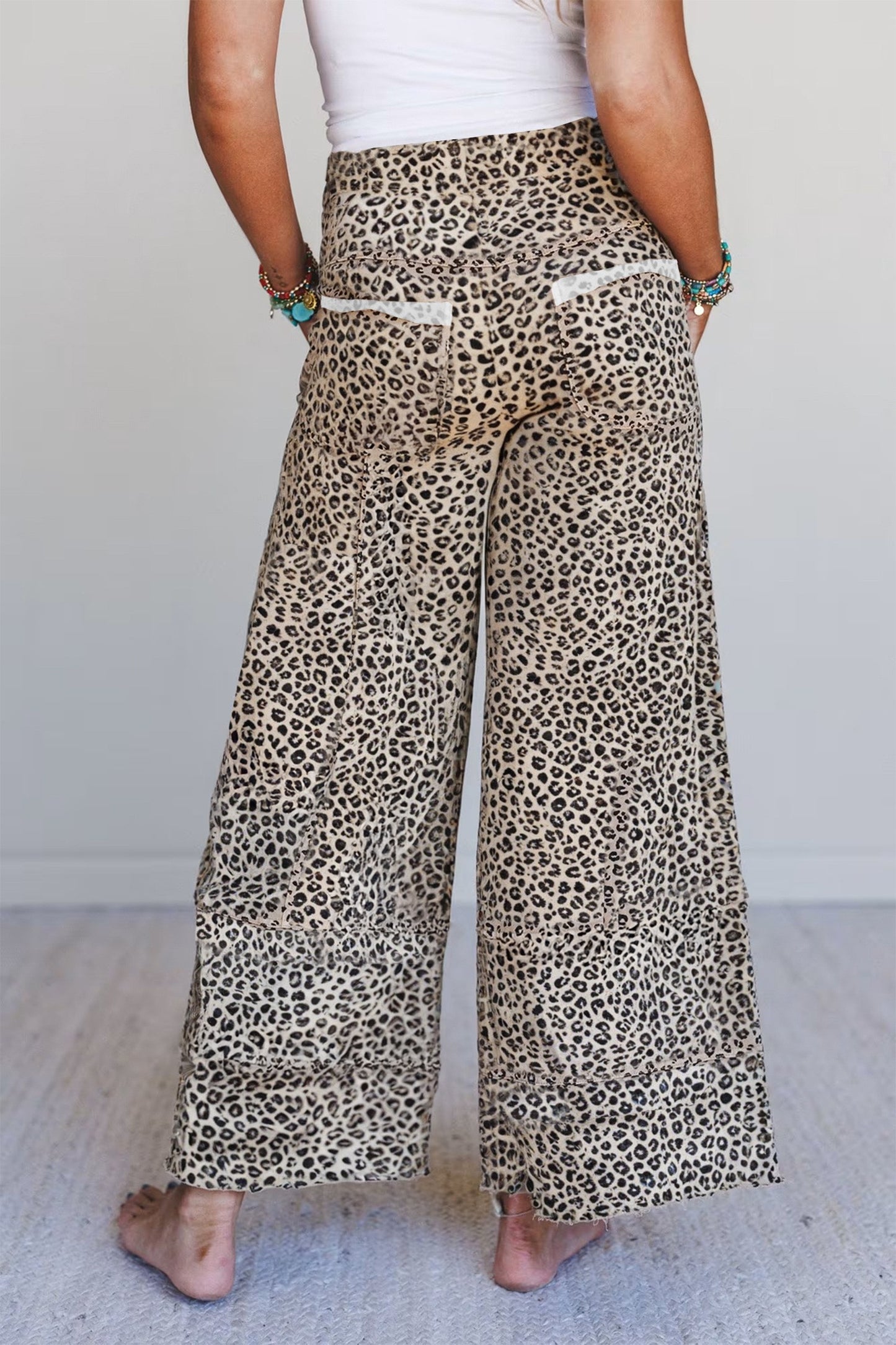 Animal Print Terry Knit Pants