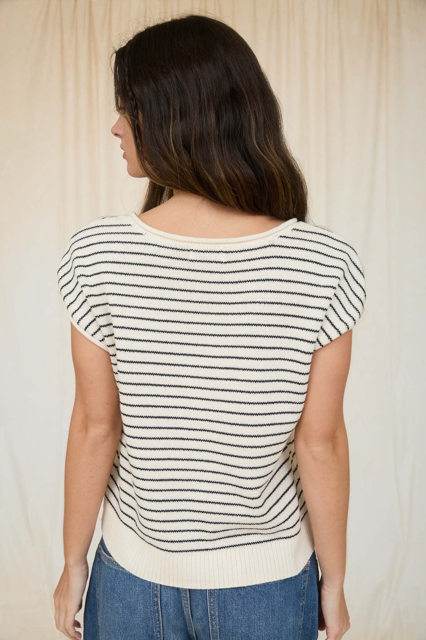 Stripe Scoop Neck Cardigan