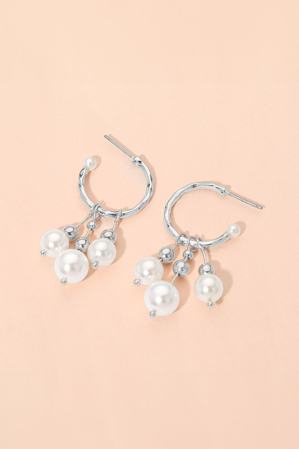 Pearl Drop Hoop Earrings