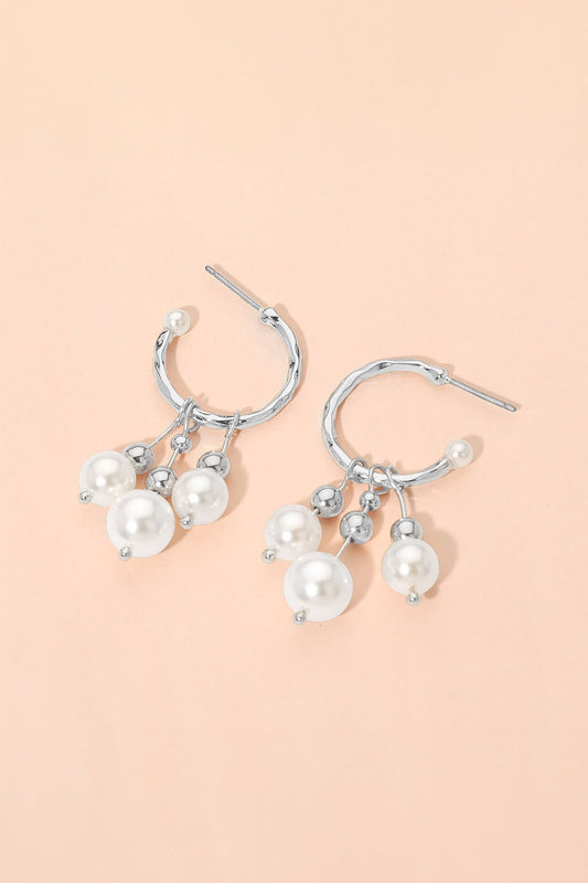 Pearl Drop Hoop Earrings