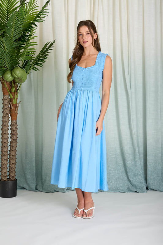 Sweetheart Button Midi Dress