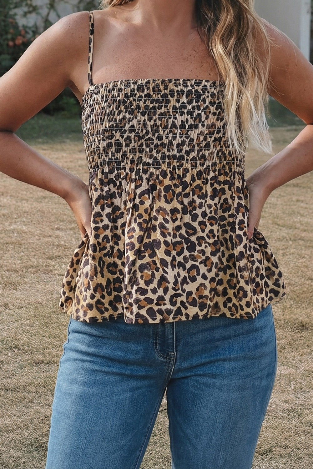 Leopard Ruffle Tank Top