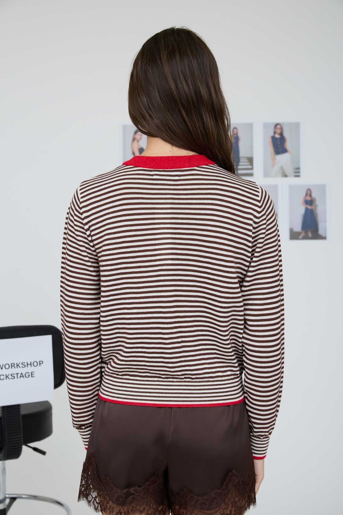 Stripe Contrast Trim Button Down Cardigan