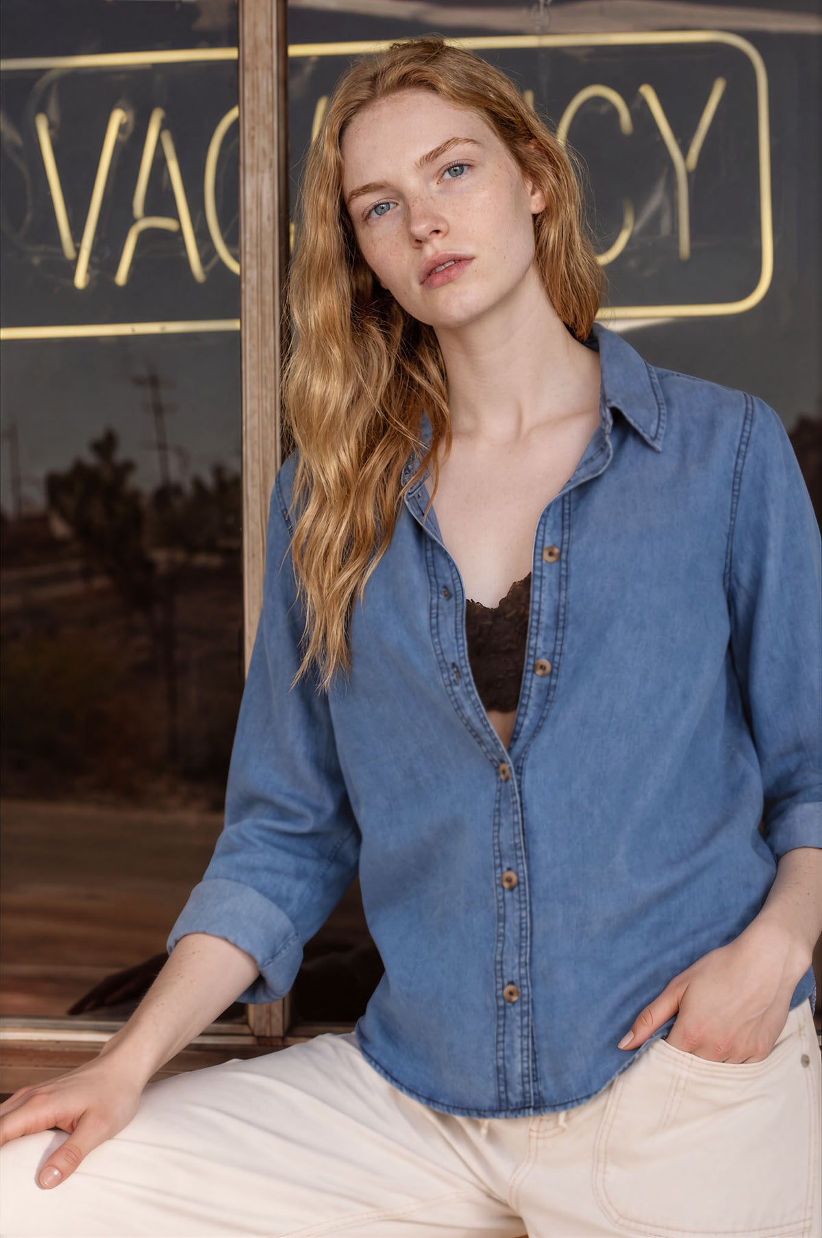 chambray collard denim