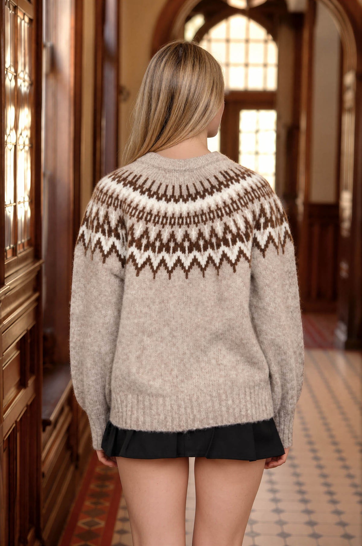 Yoke Knit Pullover Sweater