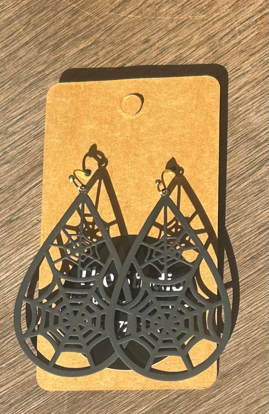 SPIDER WEB TEARDROP EARRINGS