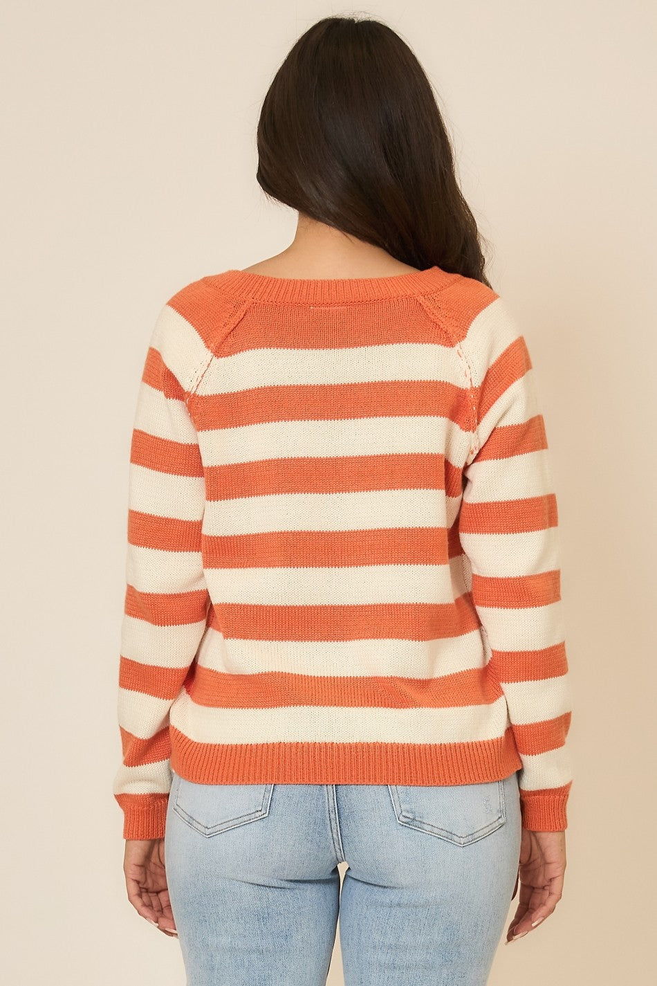 Deep Notch Neck Knit Sweater