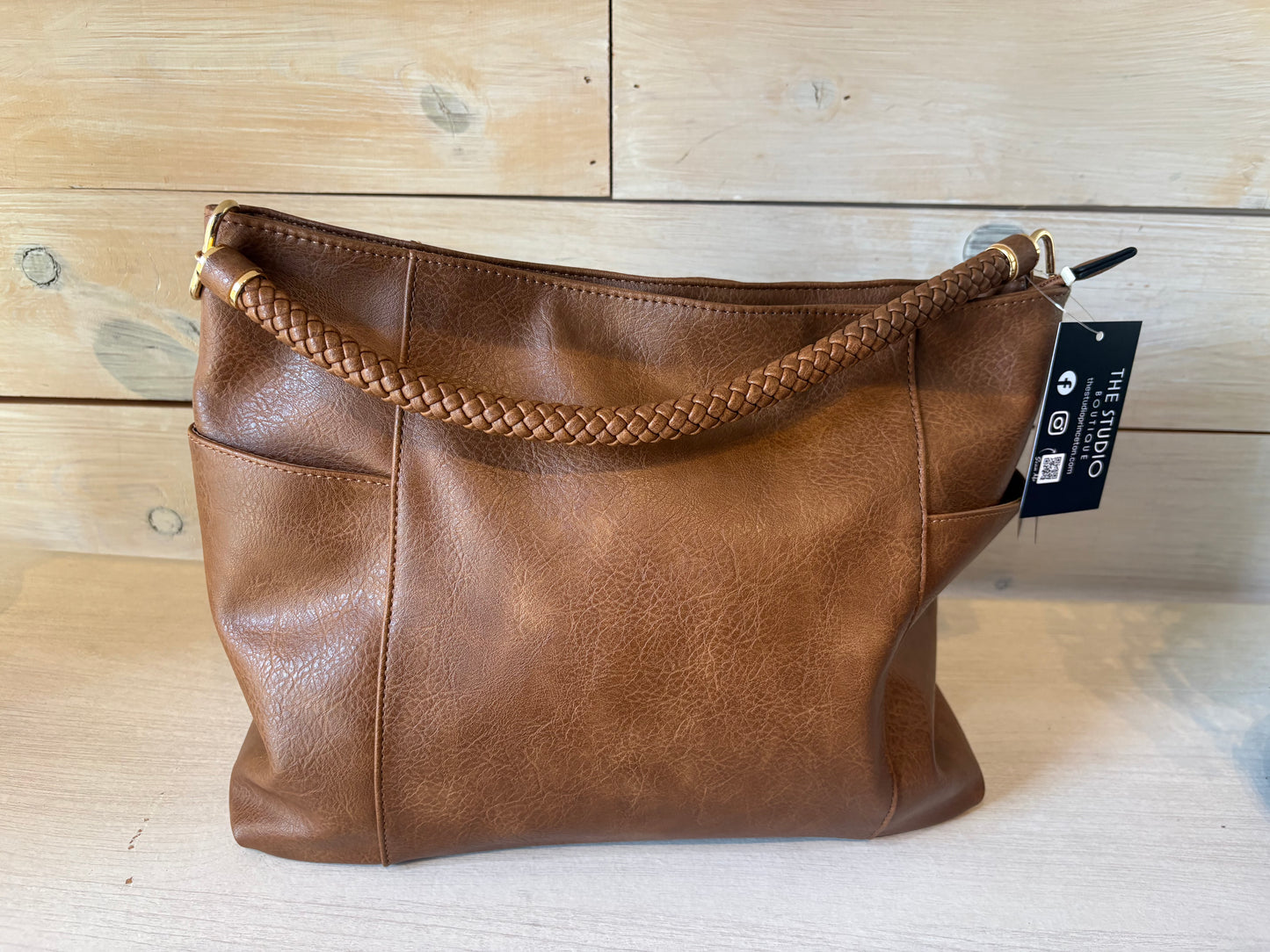 Braided Handle Leather Bag