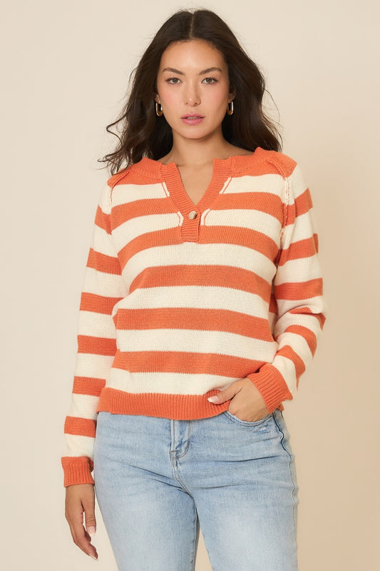 Deep Notch Neck Knit Sweater