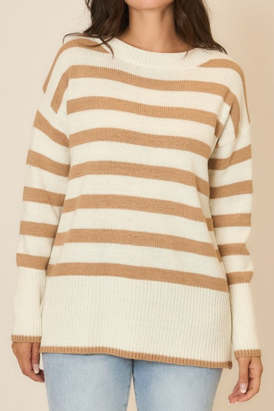 Striped Tunic Knit Sweater