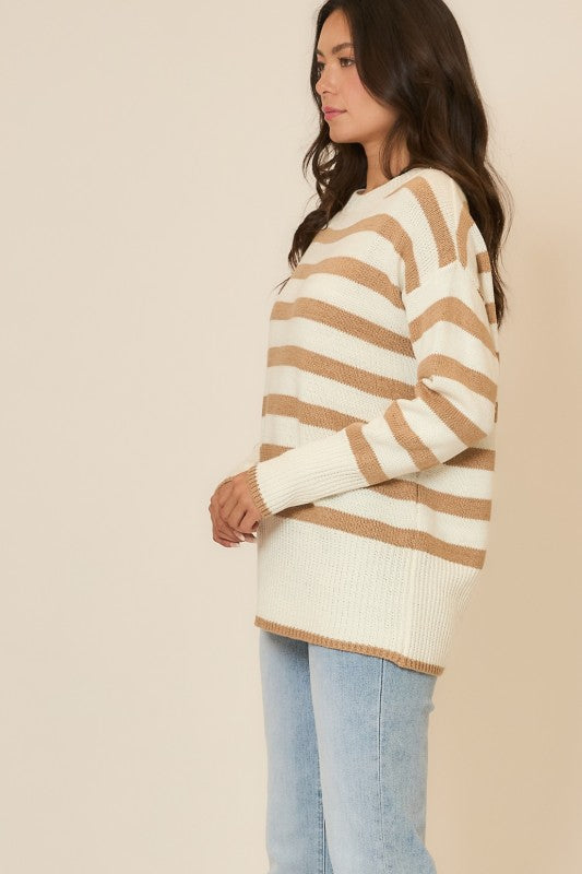 Striped Tunic Knit Sweater