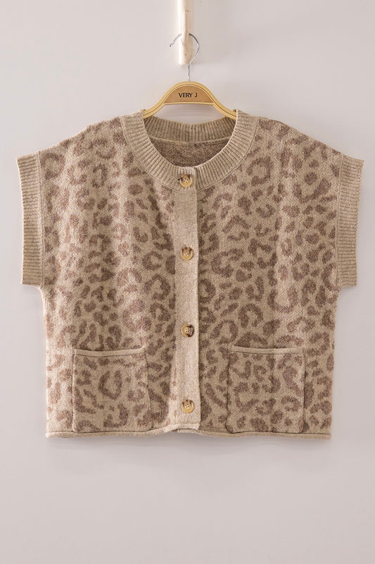 leopard knitted vest
