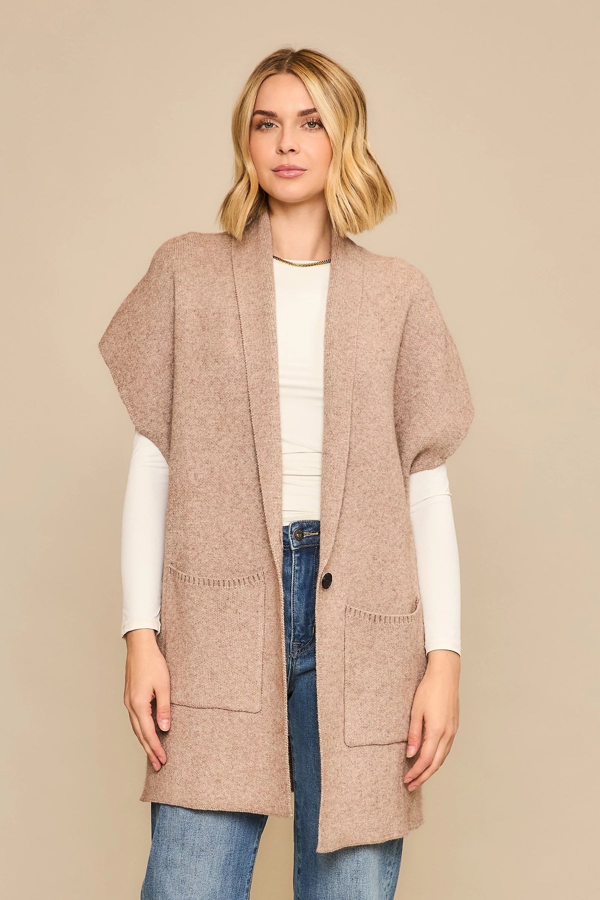 Sleeveless Knit Cardigan