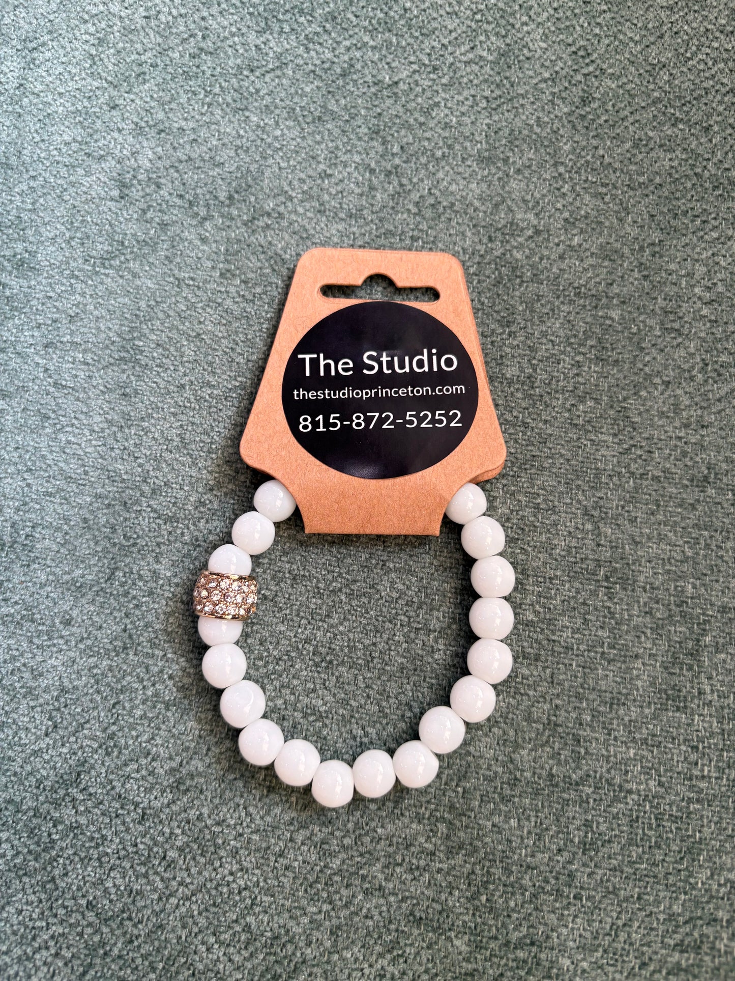 White Beaded W/ Gold Accent