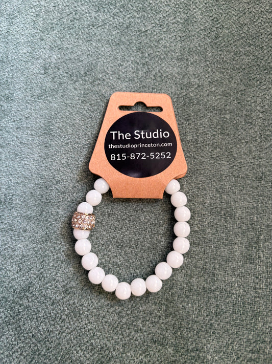 White Beaded W/ Gold Accent