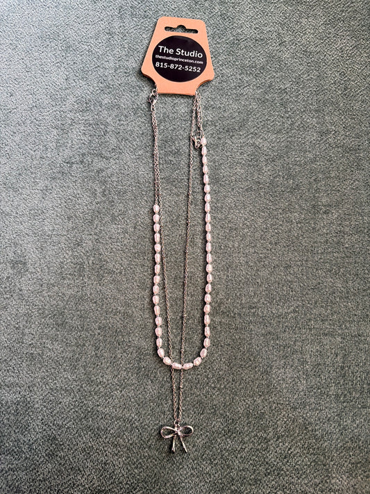 Pearl + Bow Necklace