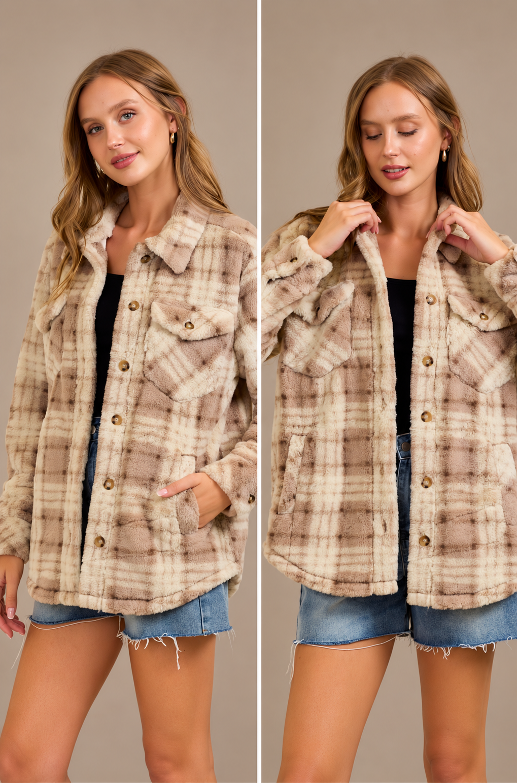 Faux Fur Plaid Shacket