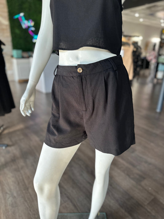 High Waist Front Pleat Shorts