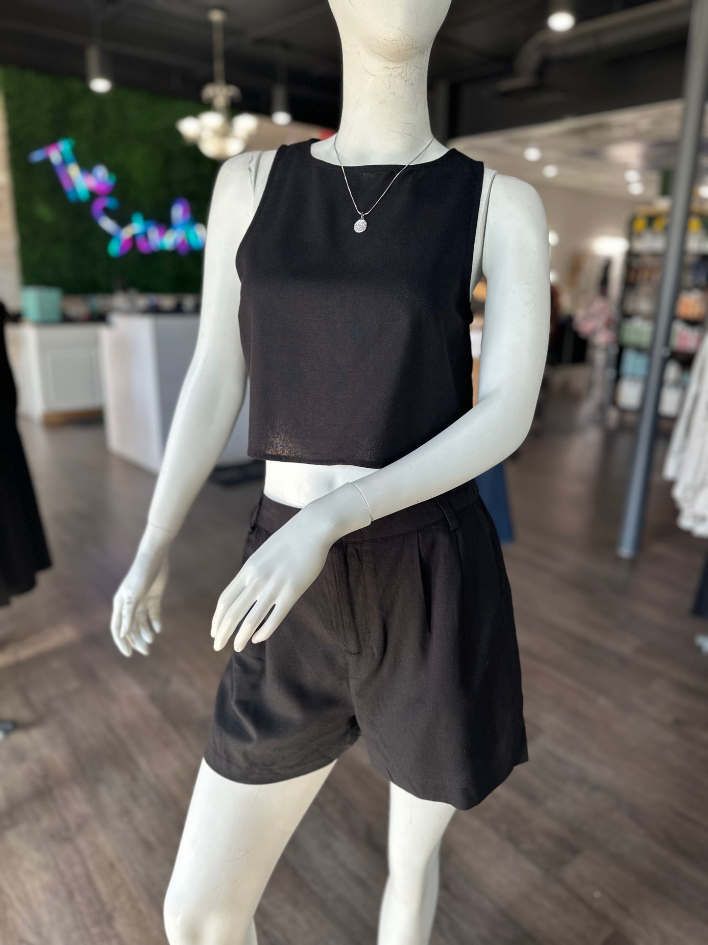 High Waist Front Pleat Shorts
