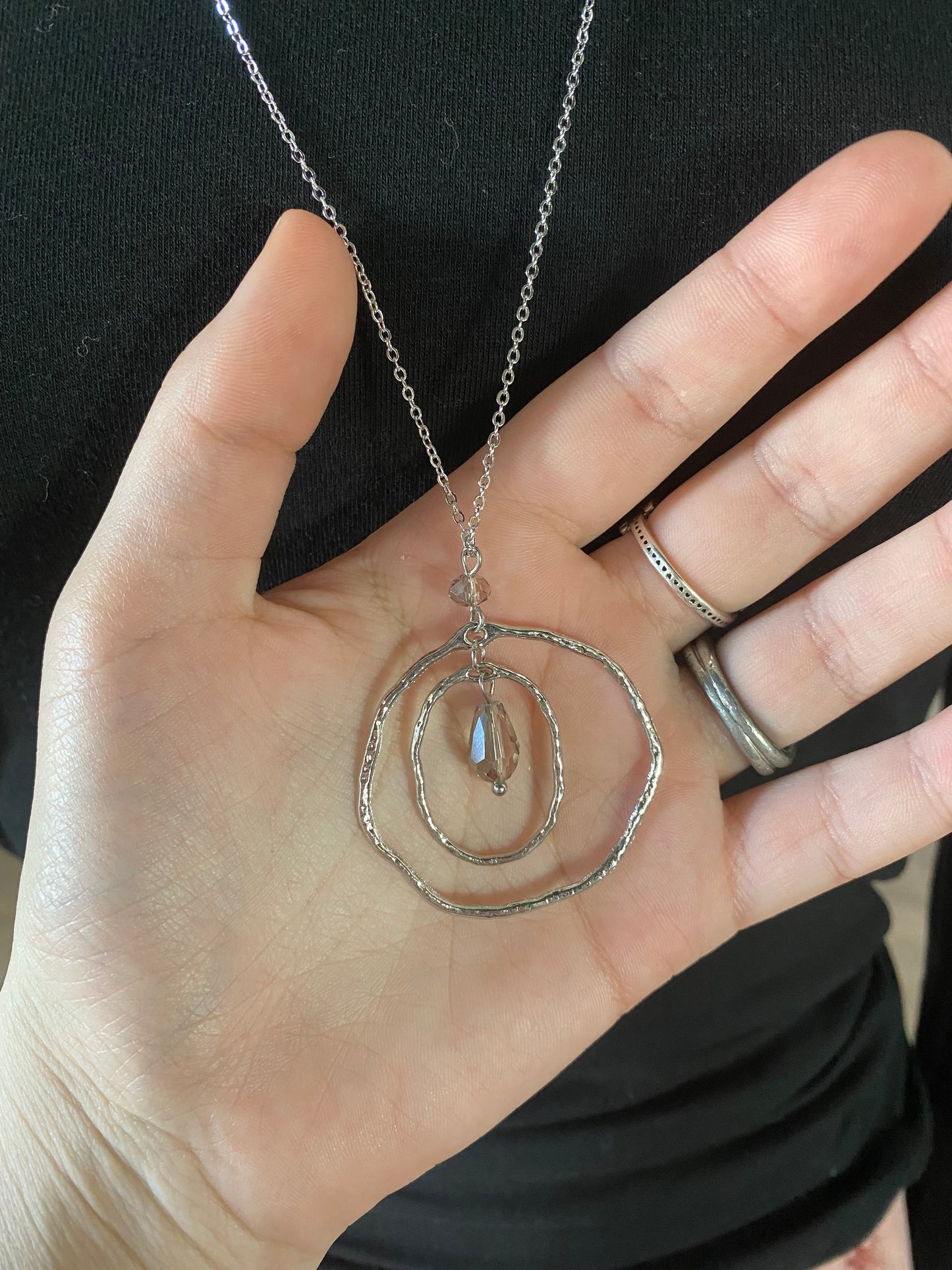 EXTRA LONG ABSTRACT CIRCLES NECKLACE