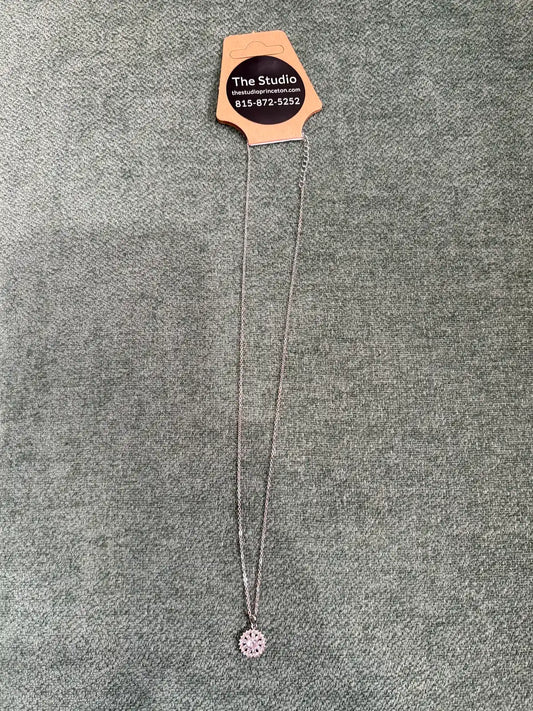 Rhinestone Sunburst Pendant Necklace