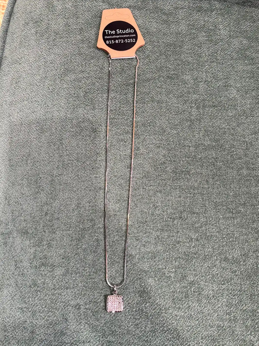 Rhinestone Square Pendant