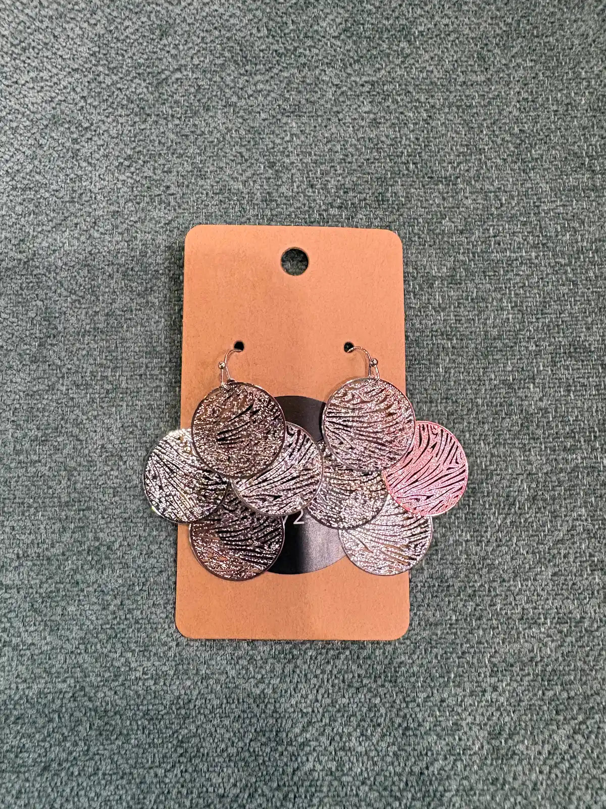 Textured Silver Disc Dangle Earrings