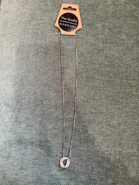 Rhinestone Oval Pendant