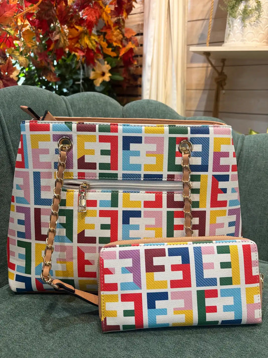 Geometric Print Tote Bag