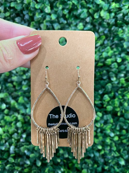 TEARDROP EARRINGS W/ FRINGE