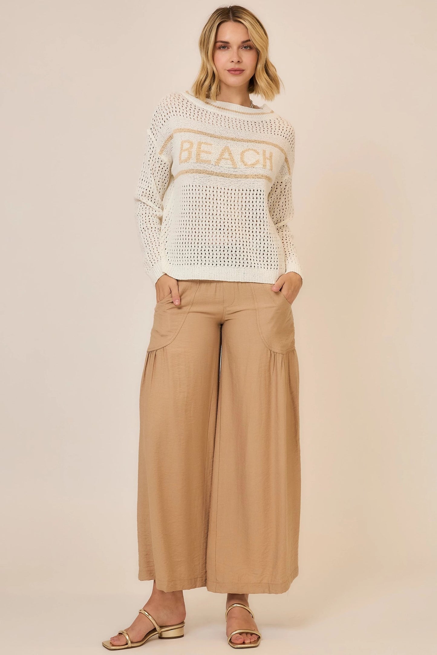 Wide Leg Elastic Waist Pants