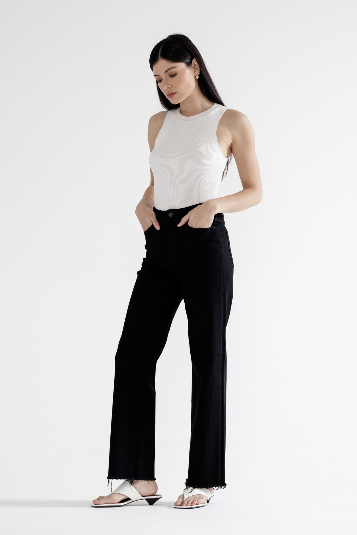 High Rise Slim Wide Jeans