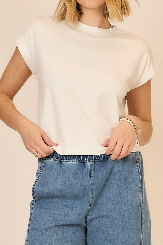 Drop Shoulder Short Sleeve Top