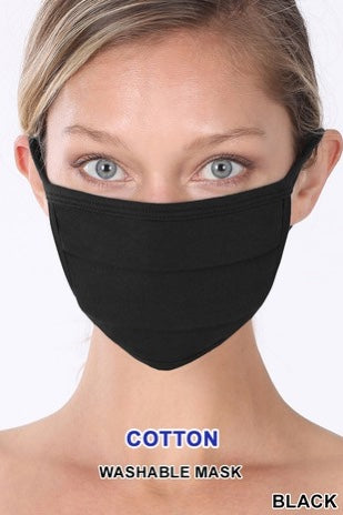 Black Pleated Face Mask
