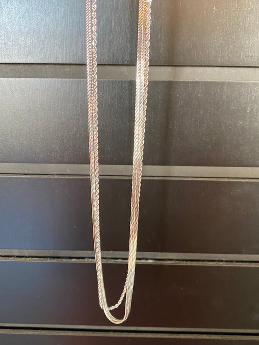 Thick Silver Double Chain Necklace